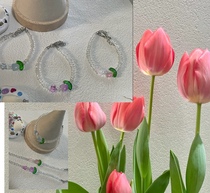 (39 hairs) Tulip Bracelet - Icy Summer Super Sparkle - Simple and Versatile Beaded Bracelet