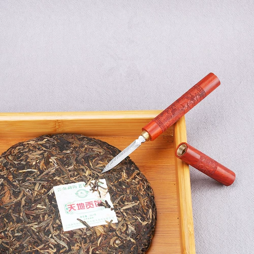 Ziguang Sandalwood Pu'er Tea Knife 440C Damascus Patter