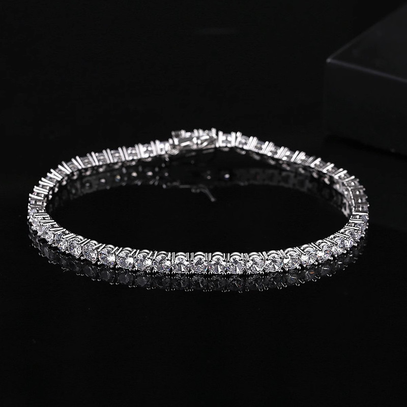 Moissanite S925 Cross-Border Unisex Single-Row Full Diamond 3mm Tennis Bracelet Fashionable Hip-Hop Personalized Bracelet Moissanite S925 Cross-Border Unisex Single-Row Full Diamond 3mm Tennis Bracelet Fashionable Hip-Hop Personalized Bracelet