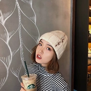 Mũ len dệt kim cap cap nữ mùa thu và mùa đông Hàn Quốc của cô gái ấm áp mềm mại dễ thương mũ nhọn thêu mũ len