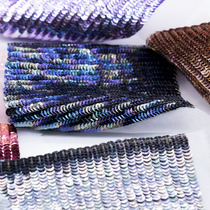 法式刺绣材料服装辅料pet耐高温亮片金属炫彩色4mm凹片一串20cm