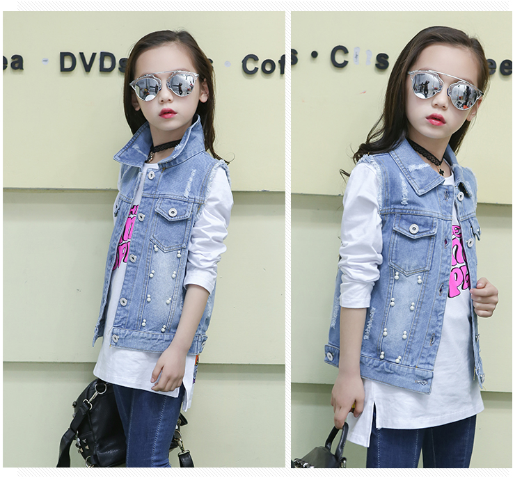 Cô gái denim vest áo khoác 2018 mới của Hàn Quốc phiên bản của bướm vẻ đẹp rửa sạch ánh sáng màu xanh không tay denim vest triều