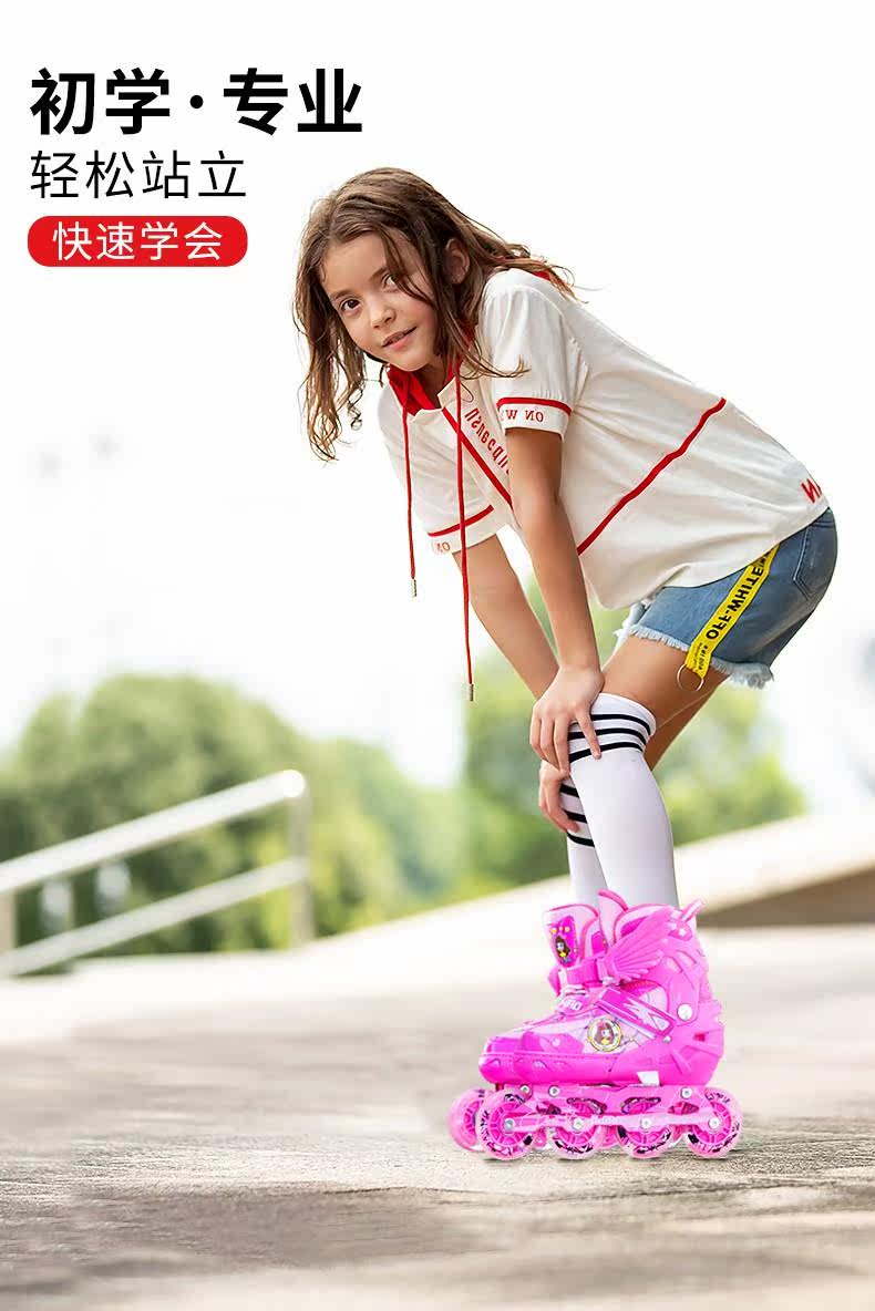 Роликовые коньки для детей 儿童轮滑鞋幼童3-4-5-8-10岁闪光溜冰鞋可调尺码旱冰鞋直排轮套装 Other