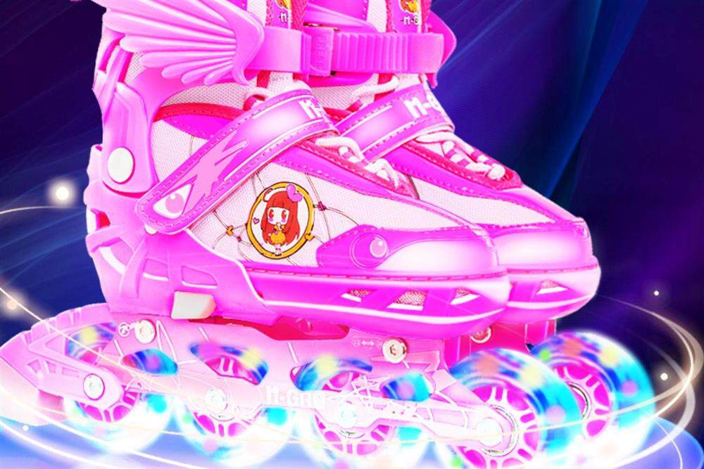 Роликовые коньки для детей 儿童轮滑鞋幼童3-4-5-8-10岁闪光溜冰鞋可调尺码旱冰鞋直排轮套装 Other