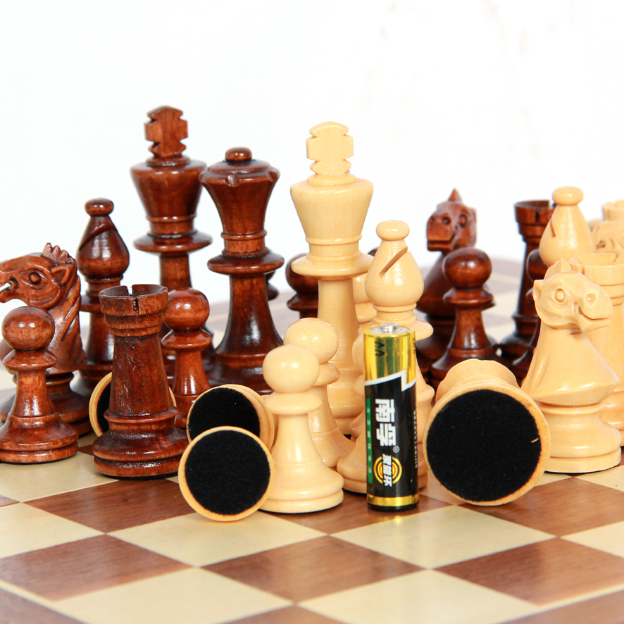 Exclusive new high-grade solid wood folding chess set King height 90MM large wooden chess