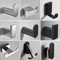Free hole 304 stainless steel single hook bathroom wall hanging clothes coat hook rack hook row hook wardrobe black