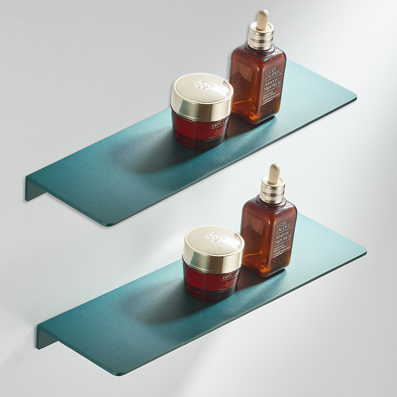 Free Punch Peacock Blue Bathroom Mirror Front Shelve Makeup Room Wall-mounted Space Aluminum Lined separator Cosmetic Collection