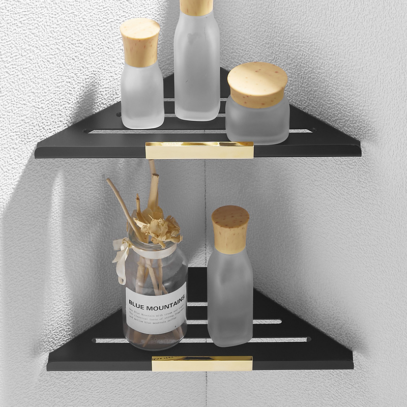 Nordic light luxury punch-free 304 stainless steel rack powder room shower room triangle shelf toilet wall-mounted