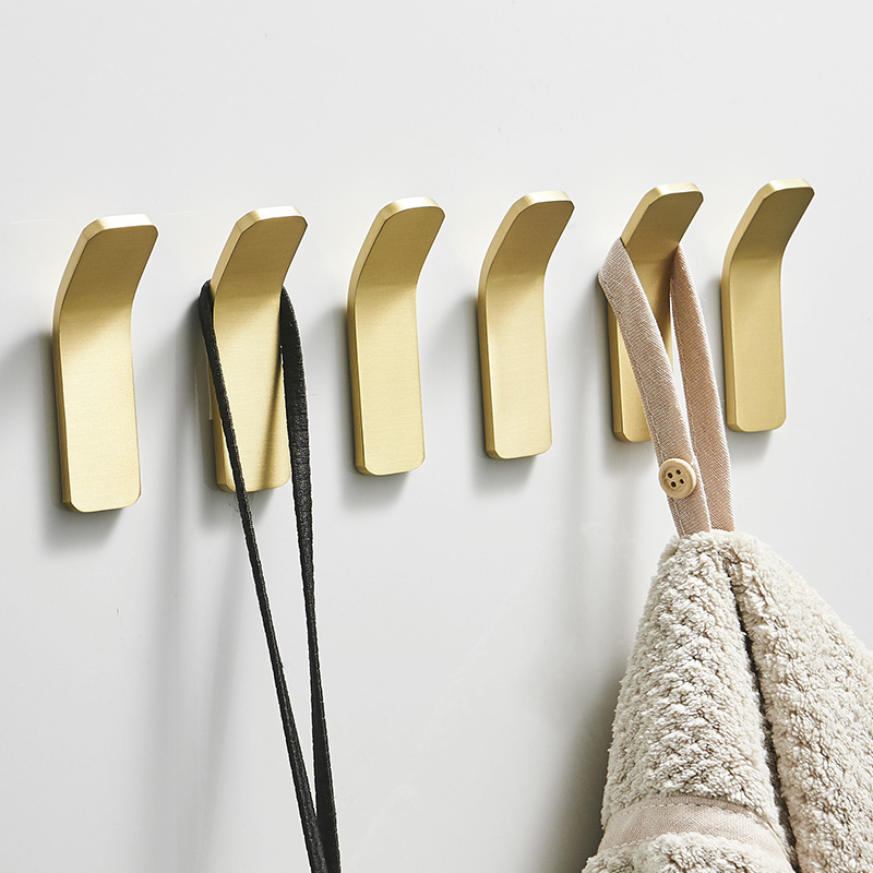 Nordic brass small hook free punch mask hook single hook gold decoration nail bedroom wall simple