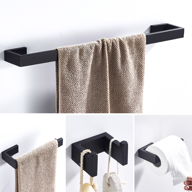 Towel Rack 304 Stainless Steel Clothes Hook Paper Towel Rack Bathroom Pendant Toilet Makeup Room Towel Rod Bathroom 4 Pieces Suit