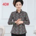 Áo sơ mi cotton nữ trung niên 2018 xuân hè mới cho mẹ bông gòn lông hoa cỡ lớn áo mẹ dài tay