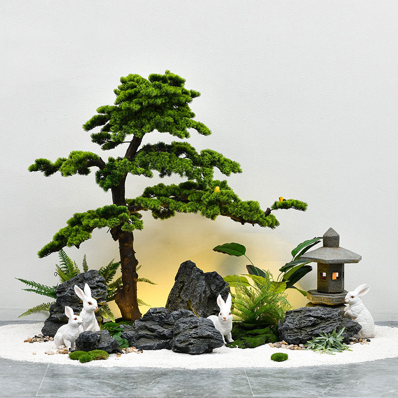 Simulation of Qinglong stone landscaping window corner landscape stone welcome pine stairs hotel garden courtyard decoration ornaments