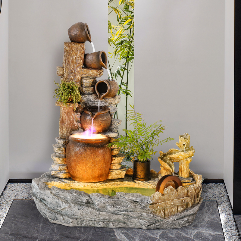 Courtyard Garden Outdoor Fake Mountain Flowing Water Fountain Balcony Fish Pool Villa yard Yard View Decoration Small Yard Corner Landscape