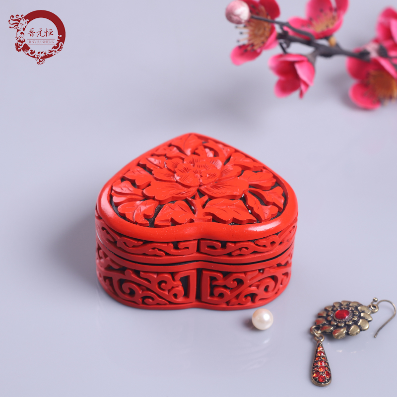 Jinyuan Henglacquer Ancient Wind Mini Carved Lacquered Wood Grease Box Jewelry Ring Portable Jewelry Containing Box Creative Small Hem