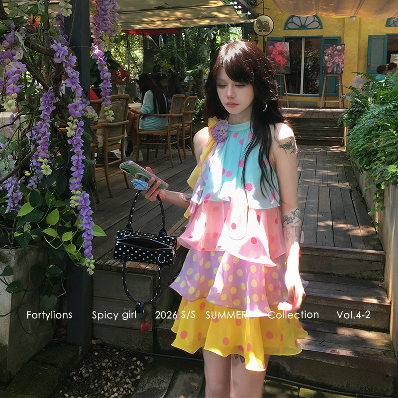 Fortylions【New Product on April 23Rd at 20:00 20% off Free Shipping】Candy Girl Colorful Polka Dot Skirt