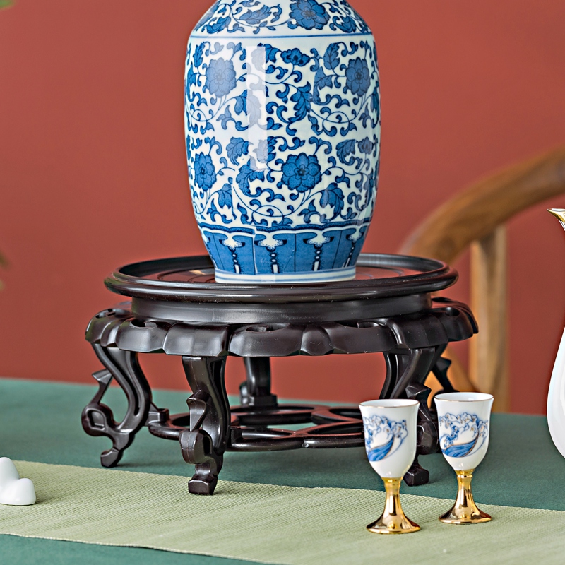 Mat High Swing Piece Base Vase Wooden Care Tray Home Flower Pot Rack Surface Hydropony Flowers Fish Tank Rack Base Round