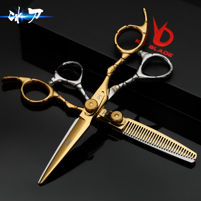 Ice knife professional hairdressing scissors golden haircut knife cut hair stylist thin seamless teeth cut flat hair cutting scissors