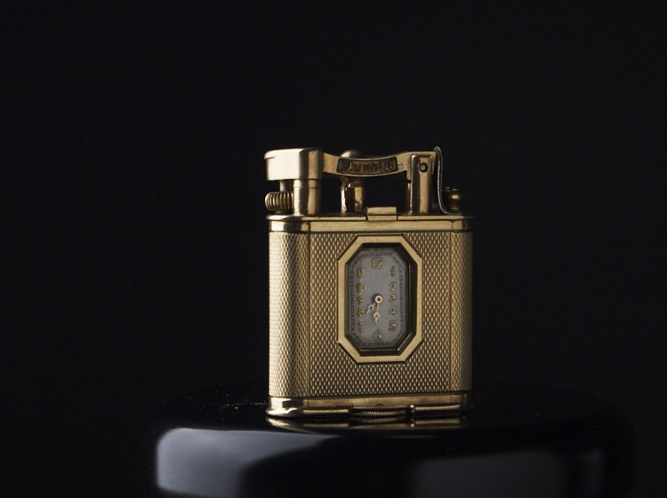 1928 UK Dunhill Denghill Road 9k Real gold clock kerosene lighter antique lighter Collection Class