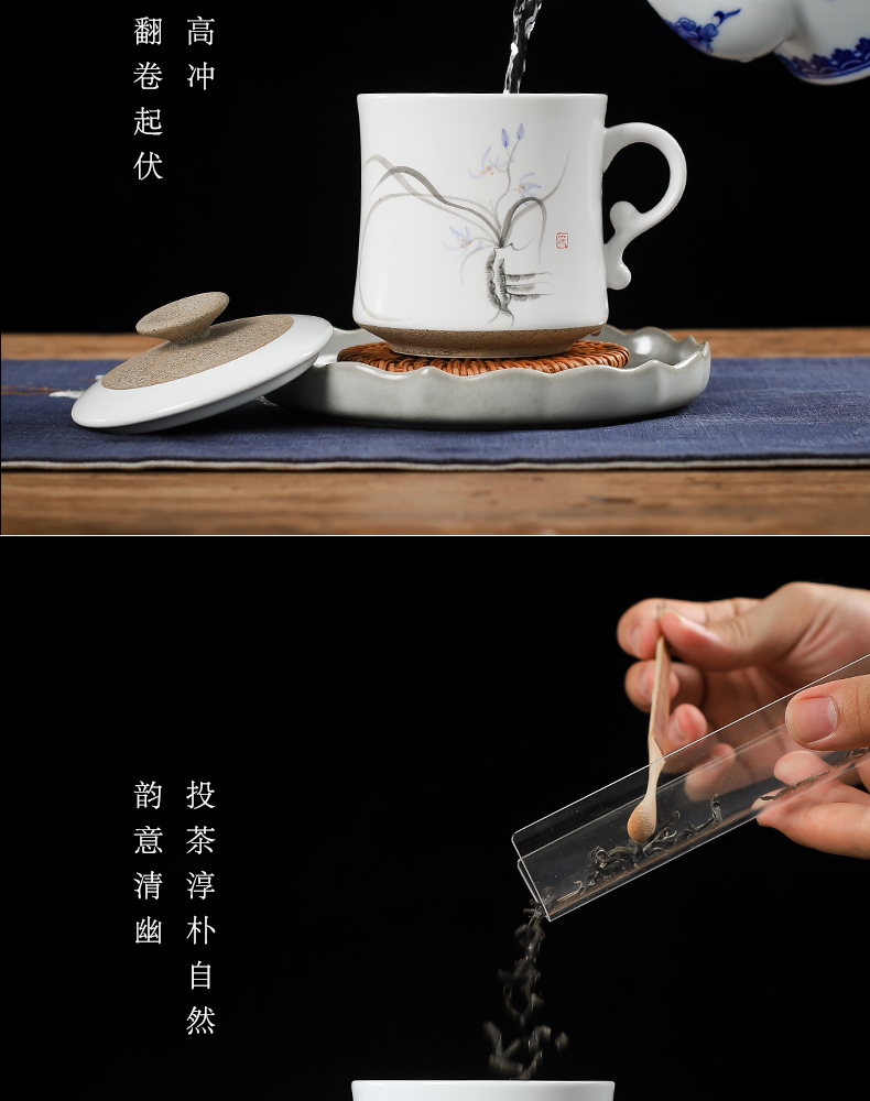 One thousand fire tea cup with cover household ceramic keller cup filter the meeting hand - made couples glass office cup