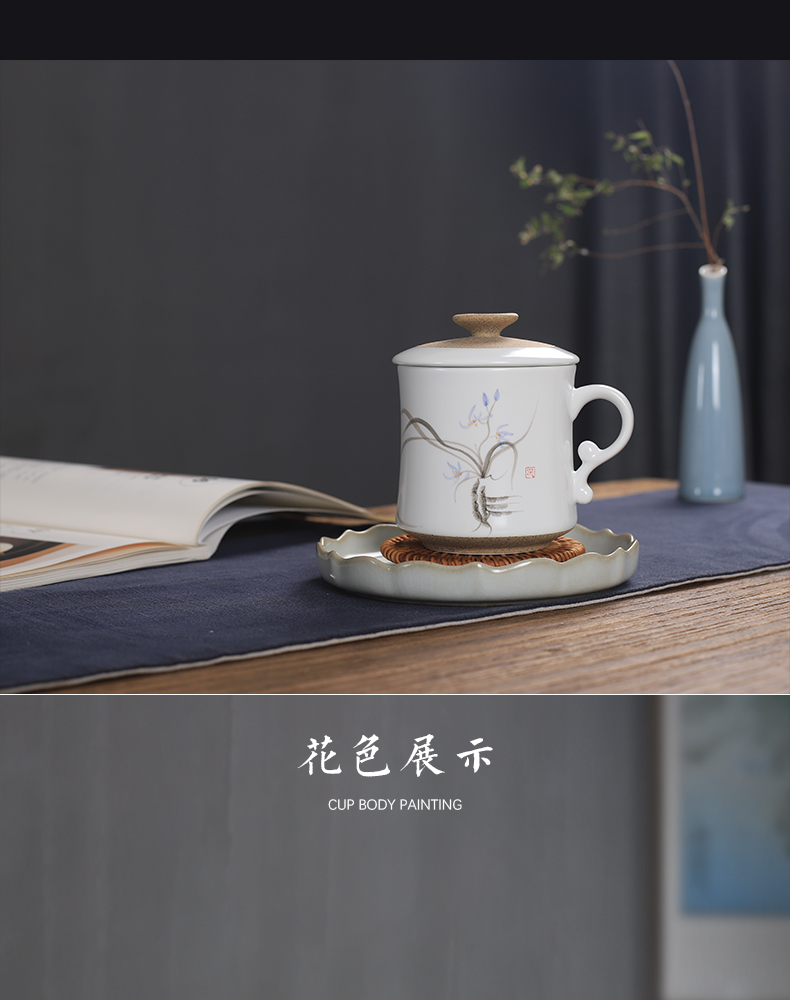 One thousand fire tea cup with cover household ceramic keller cup filter the meeting hand - made couples glass office cup