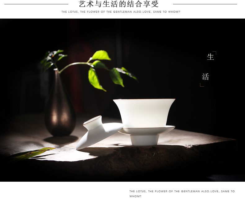 White porcelain tureen jingdezhen ceramic cups in thousand fire heat home suits for your up pu - erh tea tureen large three