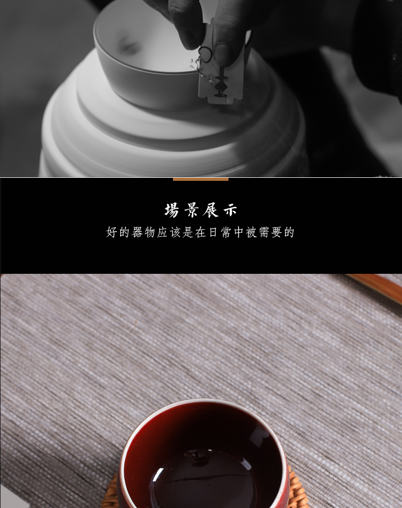 One thousand fire kung fu master of jingdezhen ceramic large individual cup all hand cups ruby red sample tea cup single CPU