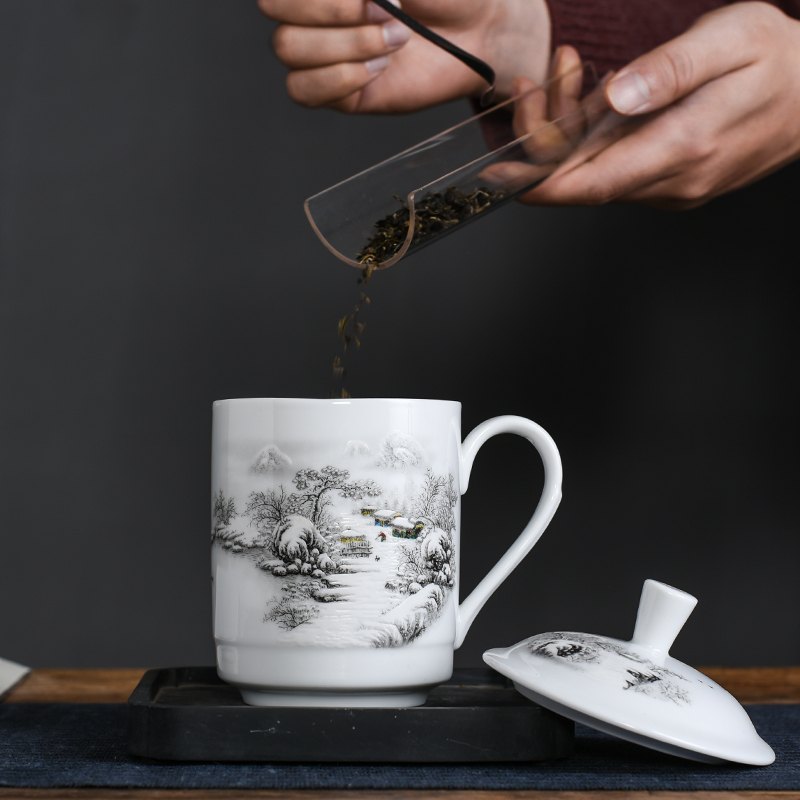 The Fire the boss cup and cup one thousand snow household gifts glass ceramic keller handle office cup tea cup