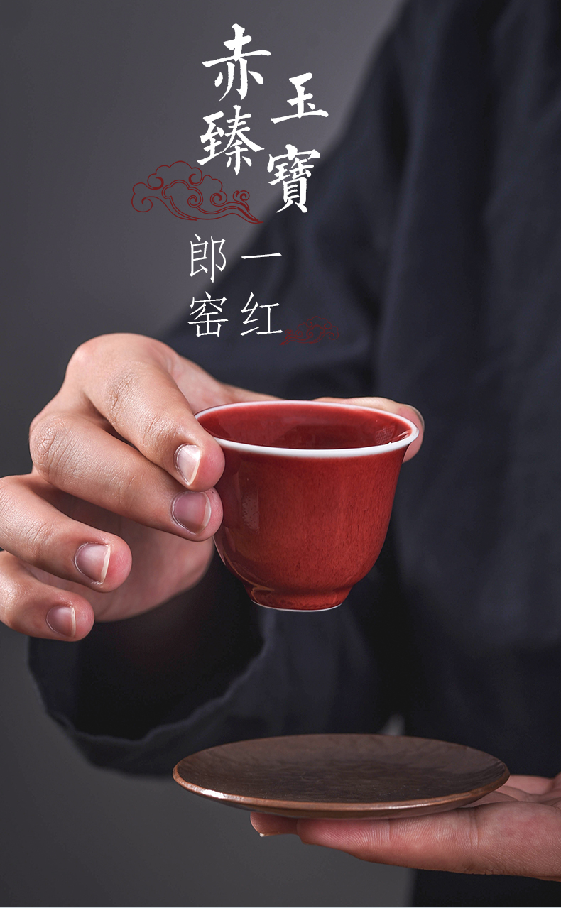 One thousand fire kung fu master of jingdezhen ceramic large individual cup all hand cups ruby red sample tea cup single CPU