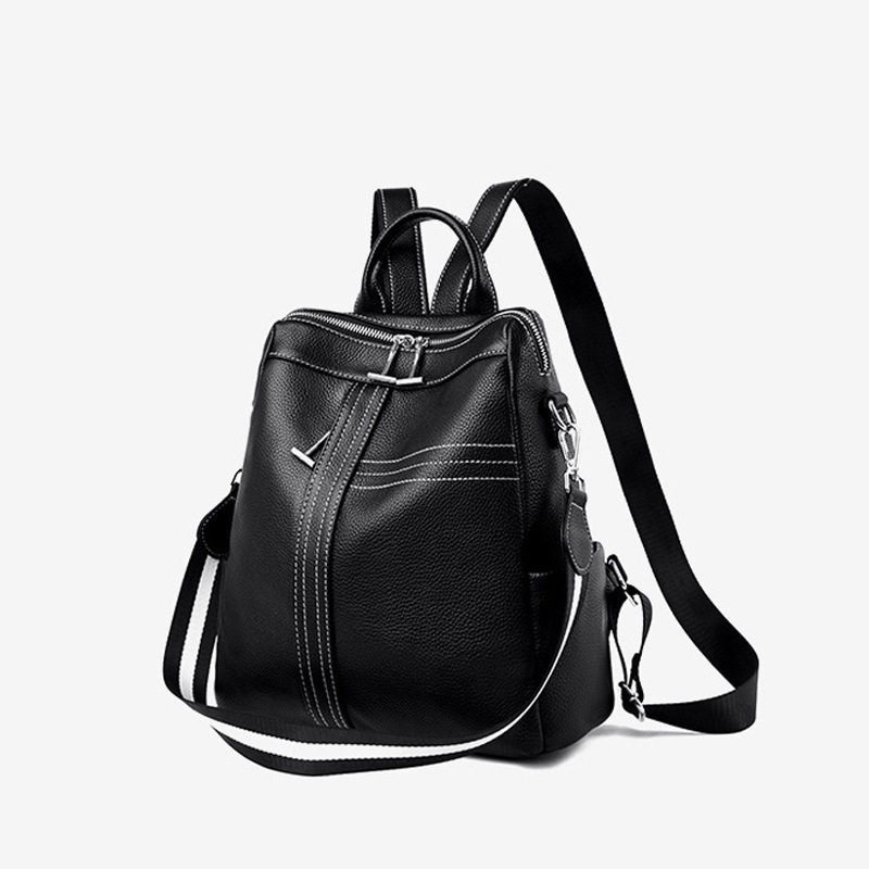 Tide brand leather backpack women's 2021 new vintage European and American versatile cowhide backpack dual-purpose simple travel backpack