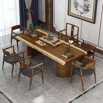 New Chinese tea table and chair combination Modern simple Kung fu Zen big board whole board wood tea table Tea table Solid wood tea table