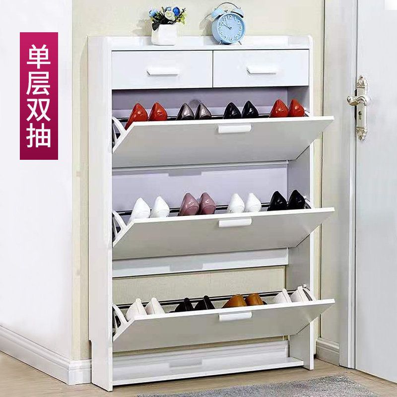 17cm ultra-thin shoe cabinet home doorway white minimalist modern small family type of storage cabinet Easy tipper door hall cabinet