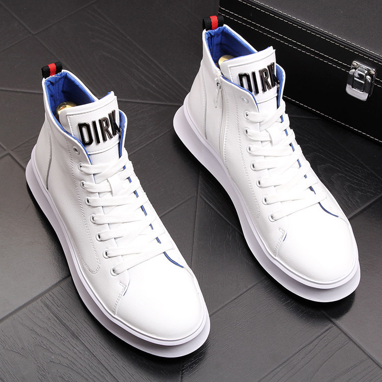 New Tide Signs Men Martin Boots Hip Hop High Cylinder Board Shoes Han Edition Trend Short Boots Casual 100 Lap Breathable Little White Shoes