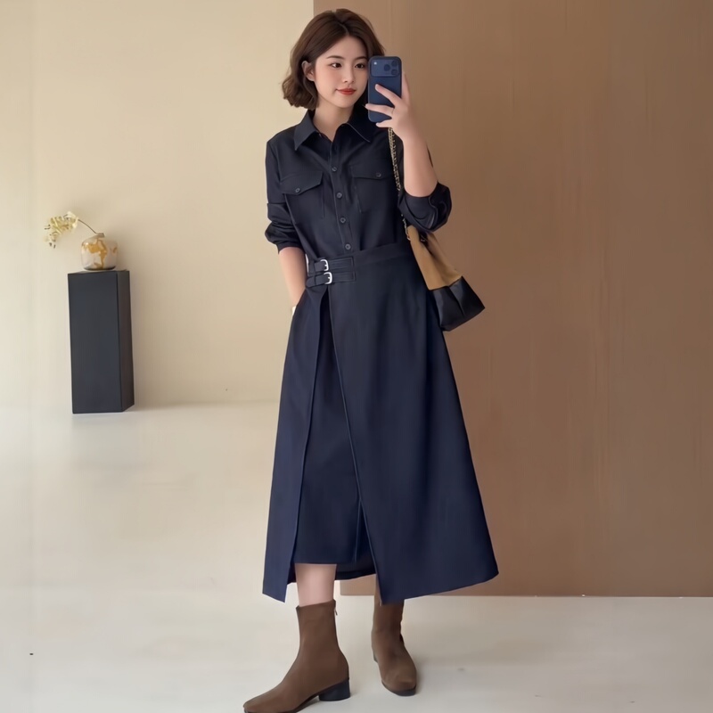 Elegant and Mature Style Long-Sleeved Shirt Dress 2026 Autumn Plus Size Fat mm Waist-Cinching Long Dress Elegant Women's Dress Elegant and Mature Style Long-Sleeved Shirt Dress 2026 Autumn Plus Size Fat mm Waist-Cinching Long Dress Elegant Women's Dress