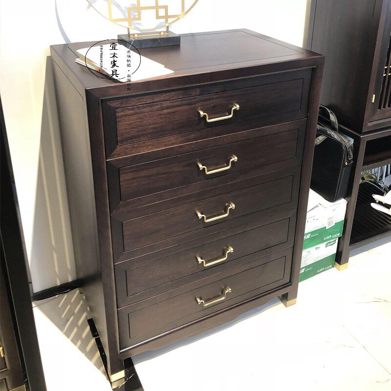 New Chinese style chest of drawers Zen ebony modern four-drawer side cabinet Storage cabinet Neo-classical storage cabinet furniture customization