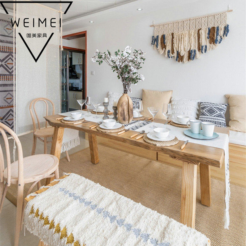 Nordic creative wood table naturally edge desk ecological eating long tables and clothing store in the middle of the wooden table