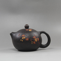 Purple sand pot full handmade raw ore black gold sand Black Diamond Black Trun spring mud painted ball hole Kagai Xi Shi pot teapot