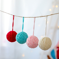 Christmas decorations Handmade DIY wool ball Pink Christmas Tree package decoration pendant shop opening window