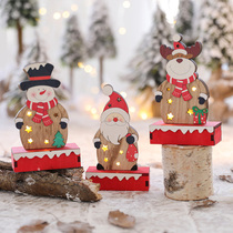  Christmas decorations Mall counter desktop ornaments with lights Wooden old man snowman Deer creative small gift gift