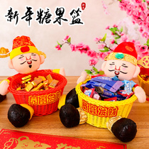 New Year decoration God of Wealth candy basket Spring Festival desktop ornaments Bank counter front Desk scene decoration New Year New Year goods