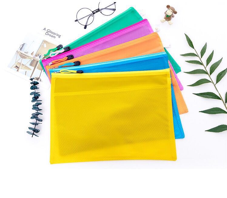 Red Jay A3A4A5 Waterproof Double Layer Pull Chain Bag Frosted Hand Bag File Containing Barrier grid bag pen bag 12