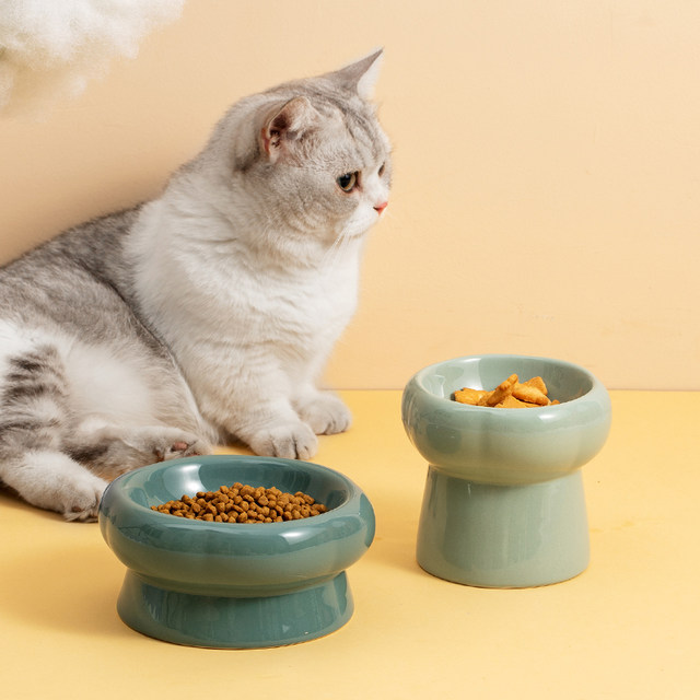 Petal Ceramic Cat Bowl ປົກປ້ອງ Cervical Spine Tall Cat Food Bowl Cat Food Bowl Dog Rice Bowl Anti-Tip Pet Supplies