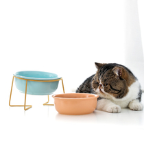 High Foot Ceramic Dog Basin Dog Bowl protection Cervical Spine Pitched Cat Bowl With Bowl Rack Kitty Food Bowl Small Dog Pet Supplies