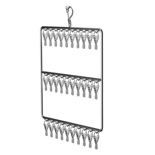 Sock drying rack multi-clip ເຄື່ອງ​ນຸ່ງ​ຫົ່ມ​ໃນ​ຄົວ​ເຮືອນ rack drying cool underwear balcony windproof ສະ​ແຕນ​ເລດ socks drying artifact