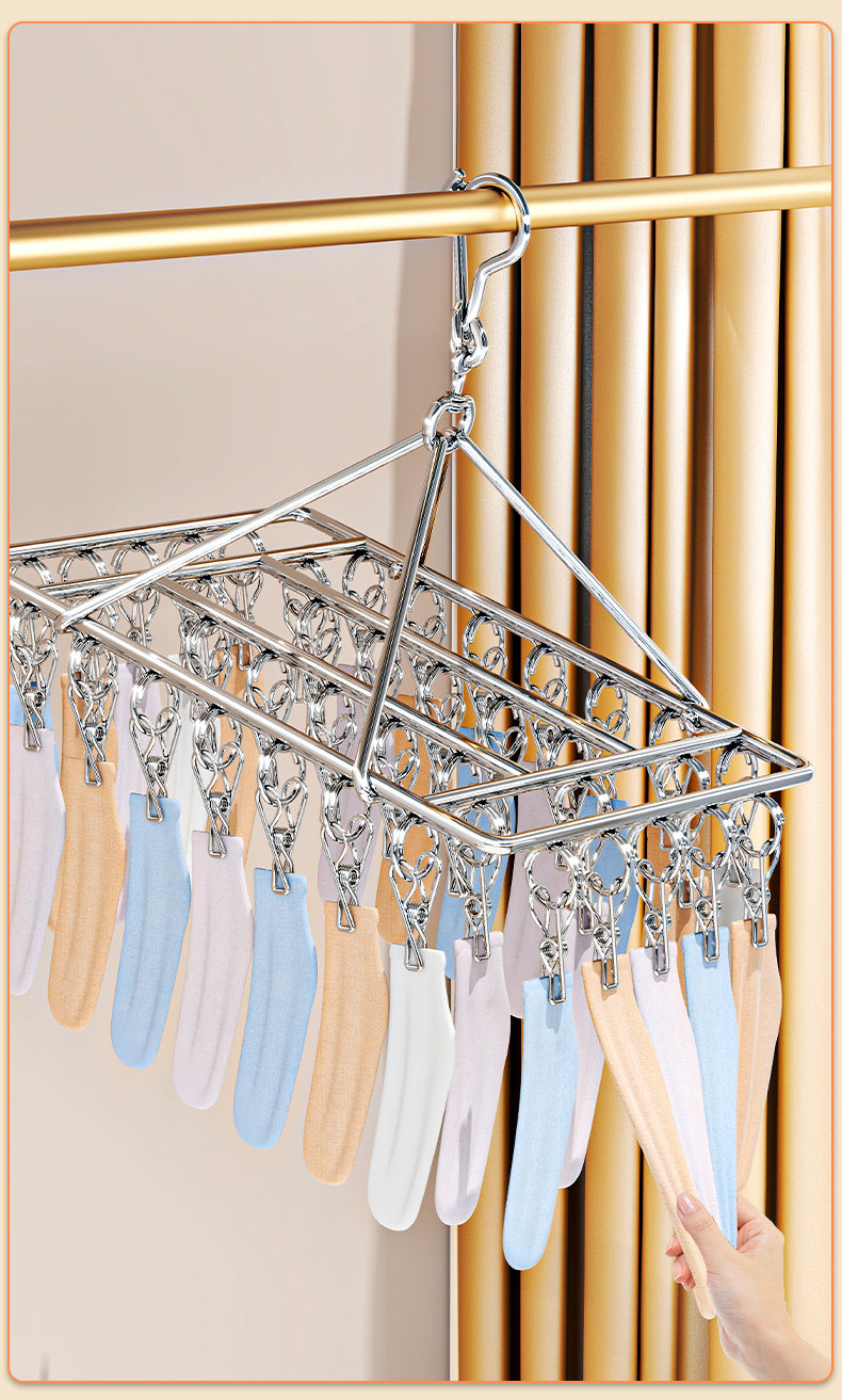 Клипса стойки 袜子晾晒架家用不锈钢多夹子晾衣架阳台防风晾内衣内裤晒袜子神器