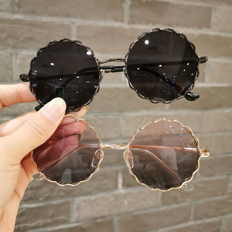 Korean children's sunglasses Temperament girl round lace shape glasses cute boys and girls personality street shot sunglasses