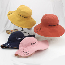 Childrens big brim sun visor summer parent-child sunscreen sun hat Girls fisherman hat Spring and autumn boys double-sided basin hat