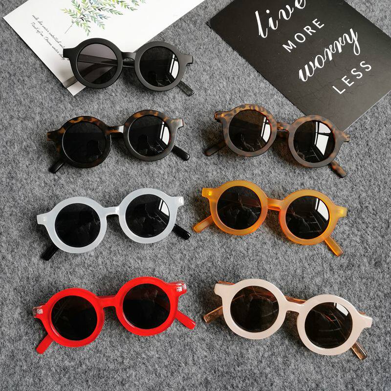 Children's sunglasses baby anti-UV sunglasses male and female child retro sunglasses kid 100 hitch round frame glasses