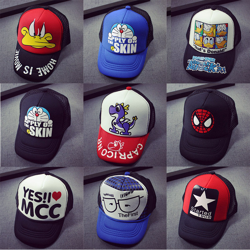 Children's hat Spring and summer boys baseball cap Korean version girls cap Cartoon mesh hat Baby sun hat tide