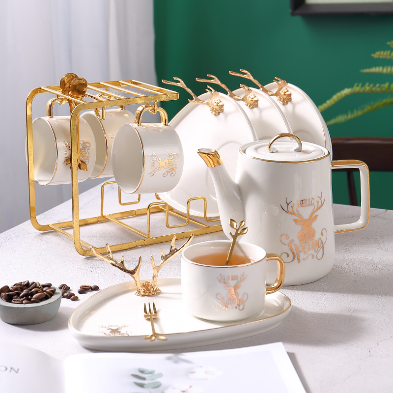 Exquisite coffee cup set European style small luxury web celebrity light luxury cup ceramic household afternoon tea tea set INS style