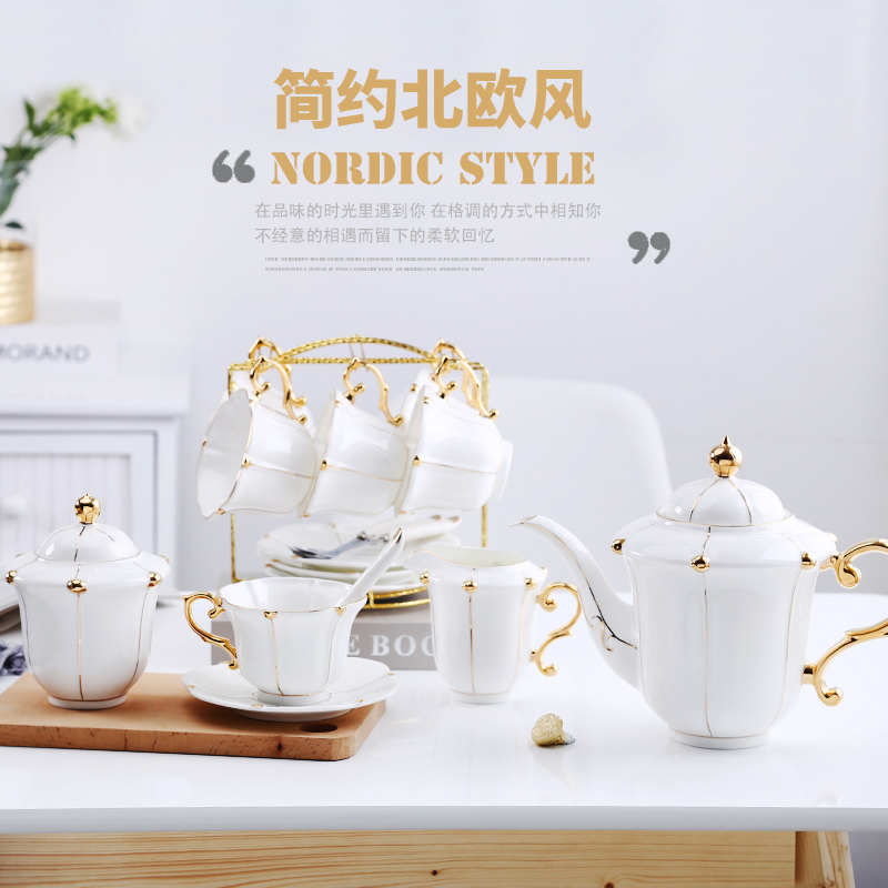 Han Shangmansion European-style bone porcelain coffee cup suit Inform ceramic Lower afternoon tea with upscale wedding gift gift box dress